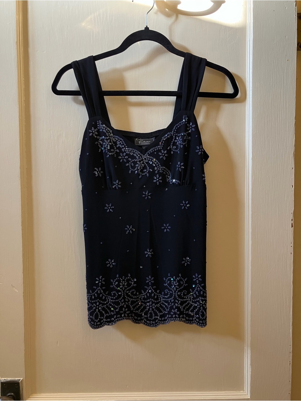 Embellished Black Tank Top
